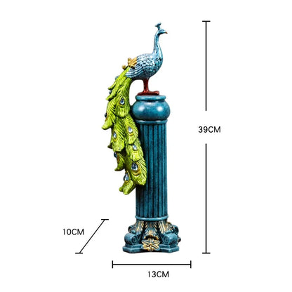 Estatueta Decorativa em Resina Pavão para Estante Moderna