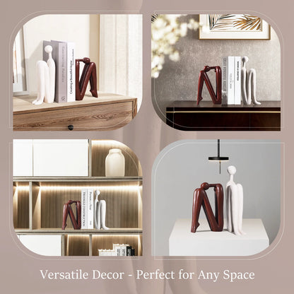 Suporte para Livros com Estatueta do Pensador em Resina Decorativa Ultracontemporânea