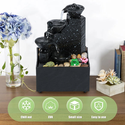 Mesa Cascata Decorativa Para Meditação Com Luz Suave