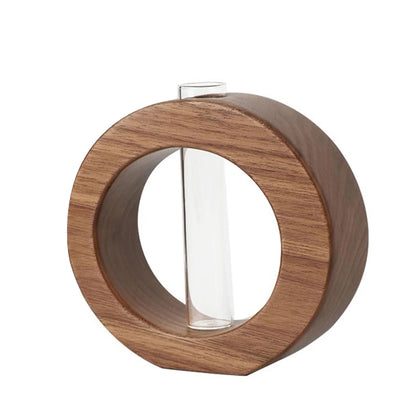Vaso Decorativo Vidro Madeira Nogueira para Sala Premium
