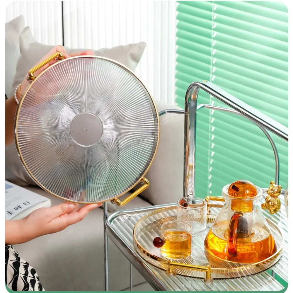 Bandeja de Armazenamento Redonda Multifuncional para Mesa Ouro