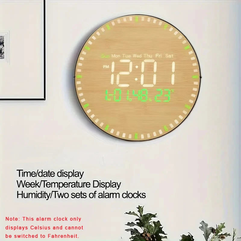 Despertador Digital Silencioso Para Parede USB Madeira