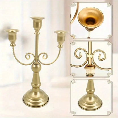 Castiçais Decorativos Metálicos Dourados Para Mesas de Eventos