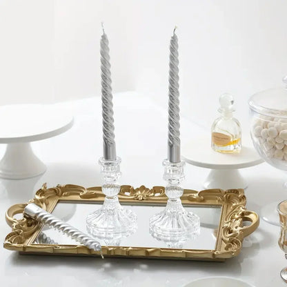 Castiçais De Vidro Transparente Para Velas Pilares Retrô