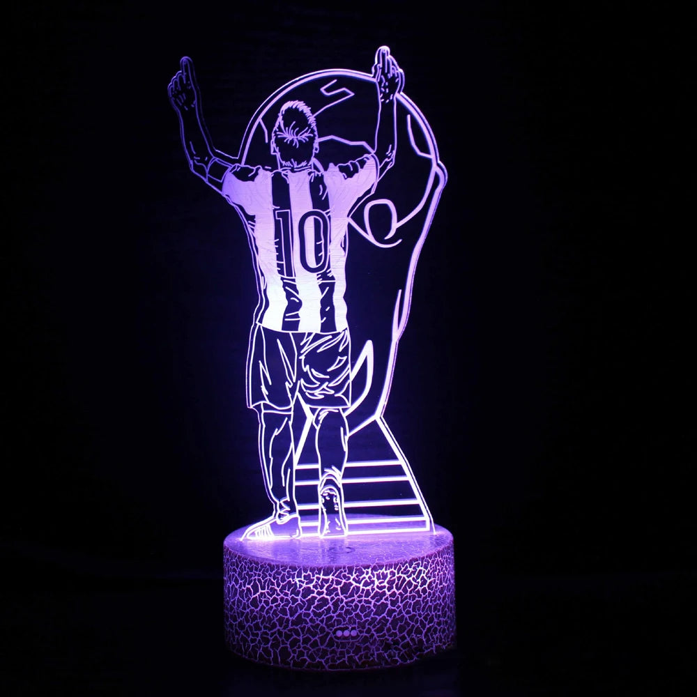 Luminária LED 3D para Sala de Estar para Fãs de Futebol com Cores Variáveis e Iluminação Visual