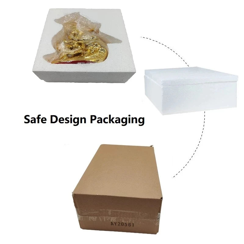 Decoração Cerâmica Nupcial Estatuetaria Requintada Porcelanizada Dourada Artesanal