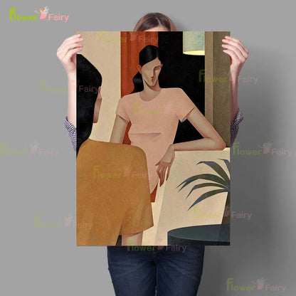 Pintura Abstrata Minimalista Para Sala Estar Nórdico Contemporâneo