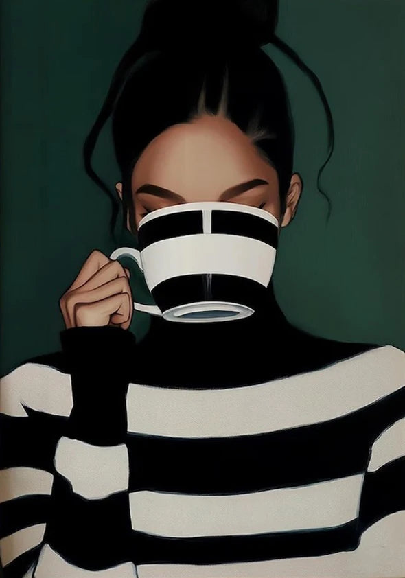 Quadro Em Tela Sem Moldura Abstrato Mulher Com Flores Para Sala Minimalista Nordic