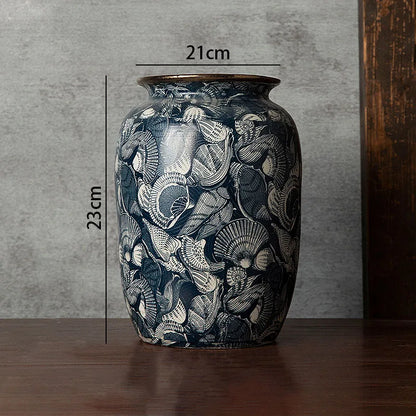 Vaso Porcelânico Decorativo Retrô Azul Branco para Sala