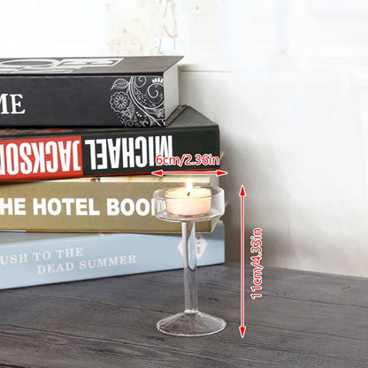 Suporte de Vela de Vidro Transparente Alto para Decoração de Casa e Festas