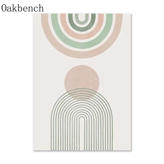 Pintura Abstrata Em Tela Geométrica Boho Para Sala