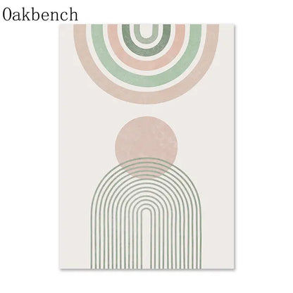 Pintura Abstrata Em Tela Geométrica Boho Para Sala