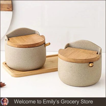 Conjunto Potes Especiarias Cerâmica 300ml Para Cozinha Organizada