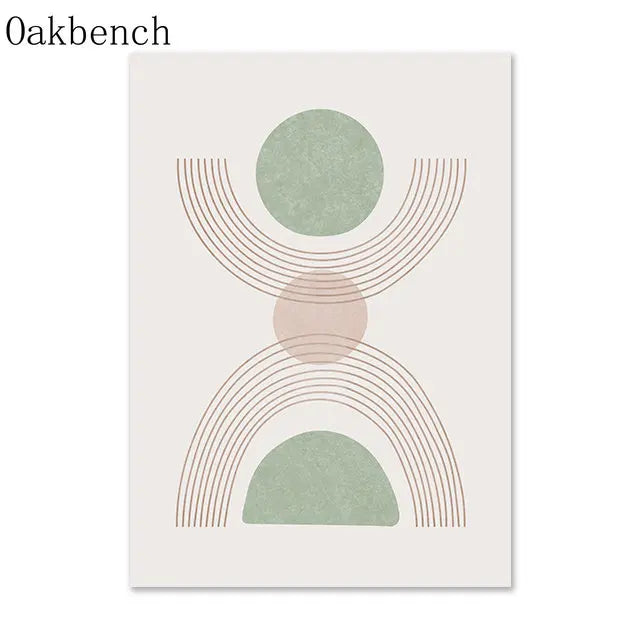 Pintura Abstrata Em Tela Geométrica Boho Para Sala