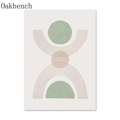 Pintura Abstrata Em Tela Geométrica Boho Para Sala