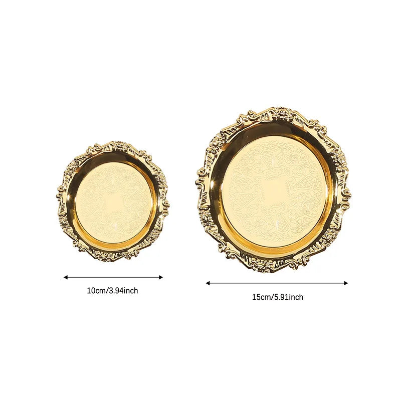 Bandeja Decorativa Multifuncional de Metal Dourado Prata Premium
