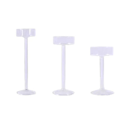 Castiçal de Vidro com Haste Alta Alça Longa