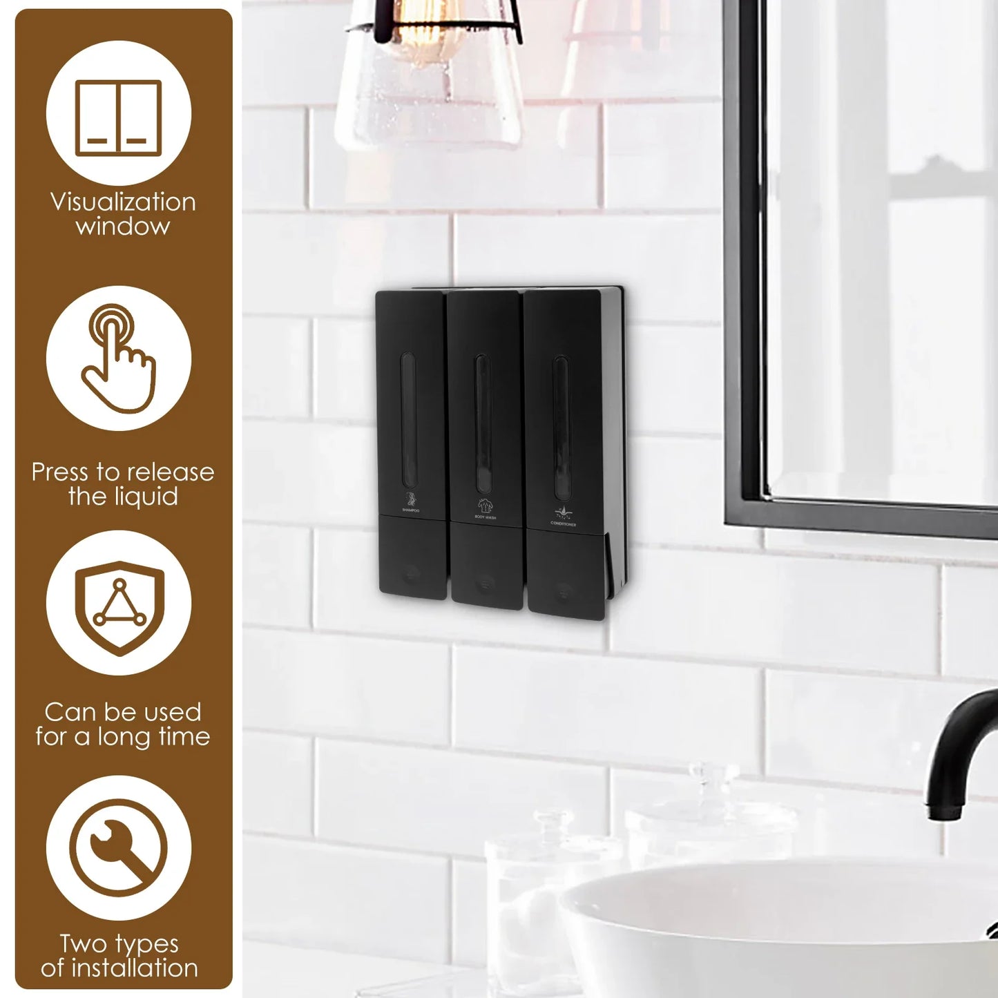 Dispensador De Shampoo Para Parede Do Chuveiro Recarregável