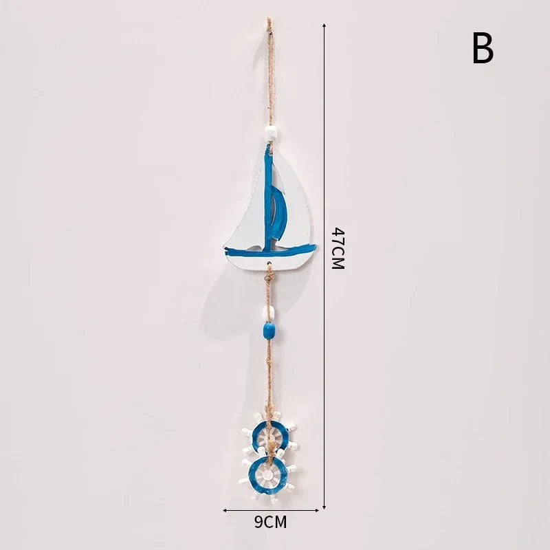 Pingente Decorativo Náutico Em Madeira Para Parede Mediterrâneo