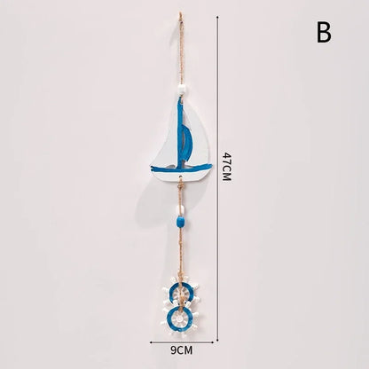 Pingente Decorativo Náutico Em Madeira Para Parede Mediterrâneo