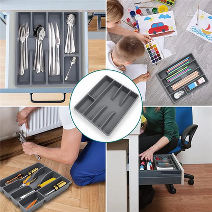 Organizador De Gaveta De Cozinha De Plástico Com Design Moderno E Alta Capacidade Para Talheres