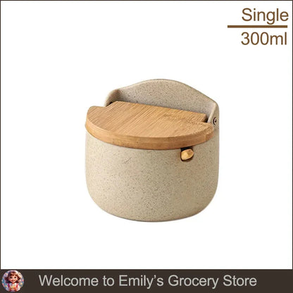 Conjunto Potes Especiarias Cerâmica 300ml Para Cozinha Organizada