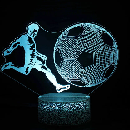 Luminária LED 3D para Sala de Estar para Fãs de Futebol com Cores Variáveis e Iluminação Visual