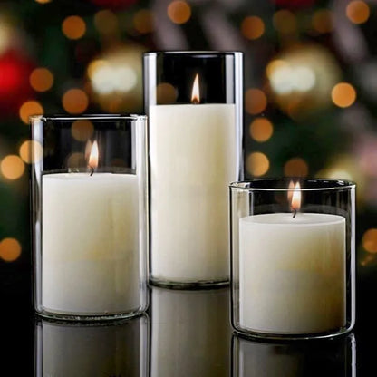 Castiçais de Vidro Transparente para Pilar Casamento Elegante