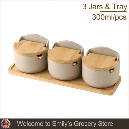 Conjunto Potes Especiarias Cerâmica 300ml Para Cozinha Organizada