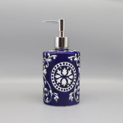 Dispensador De Sabonete Líquido Cerâmico Azul Banheiro Premium