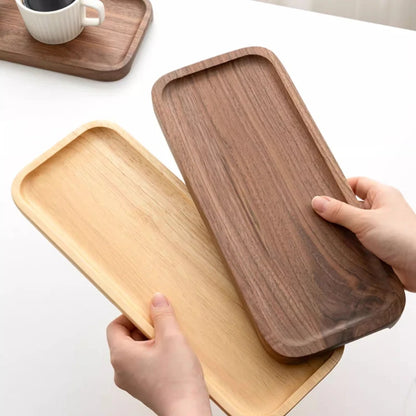 Bandeja De Madeira Nogueira Maciça Retangular Chá Café