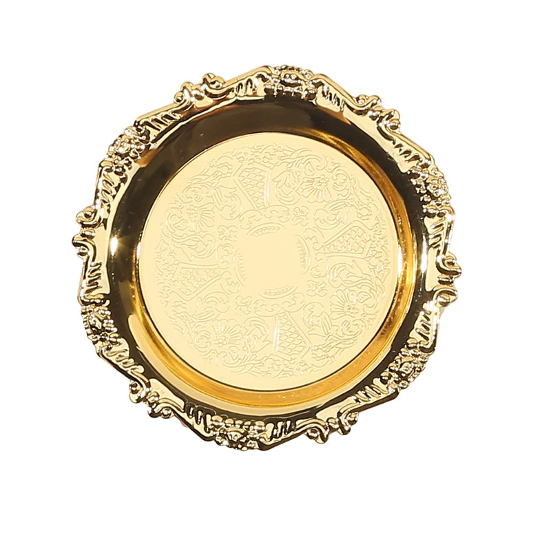 Bandeja Decorativa Multifuncional de Metal Dourado Prata Premium
