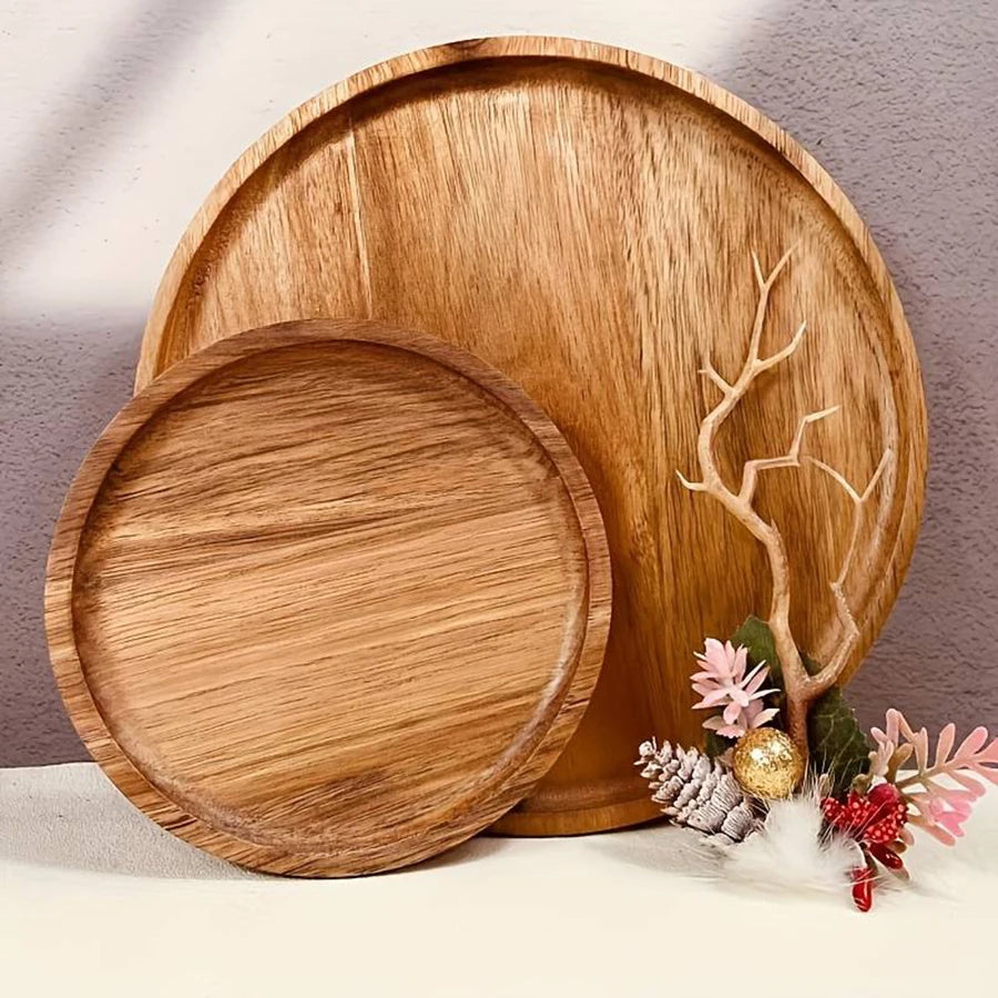 Bandeja Circular de Madeira para Cozinha Profissional Multifuncional