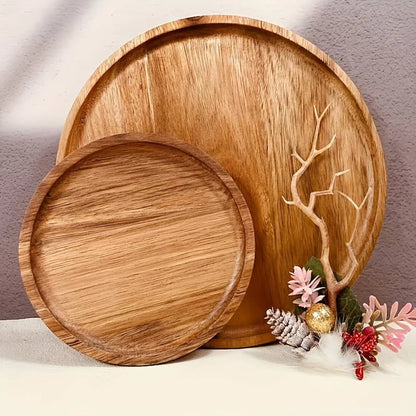 Bandeja Circular de Madeira para Cozinha Profissional Multifuncional