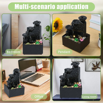 Mesa Cascata Decorativa Para Meditação Com Luz Suave