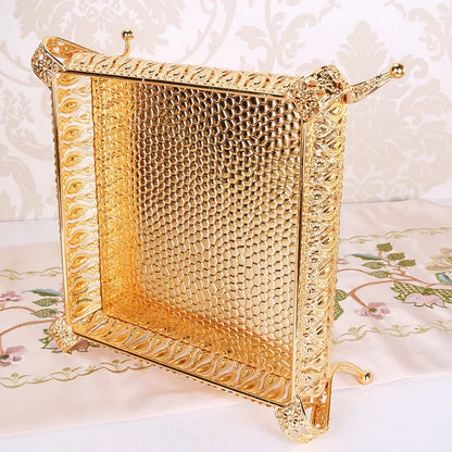 Bandeja de Frutas Dourada Vintage Multifuncional para Mesa