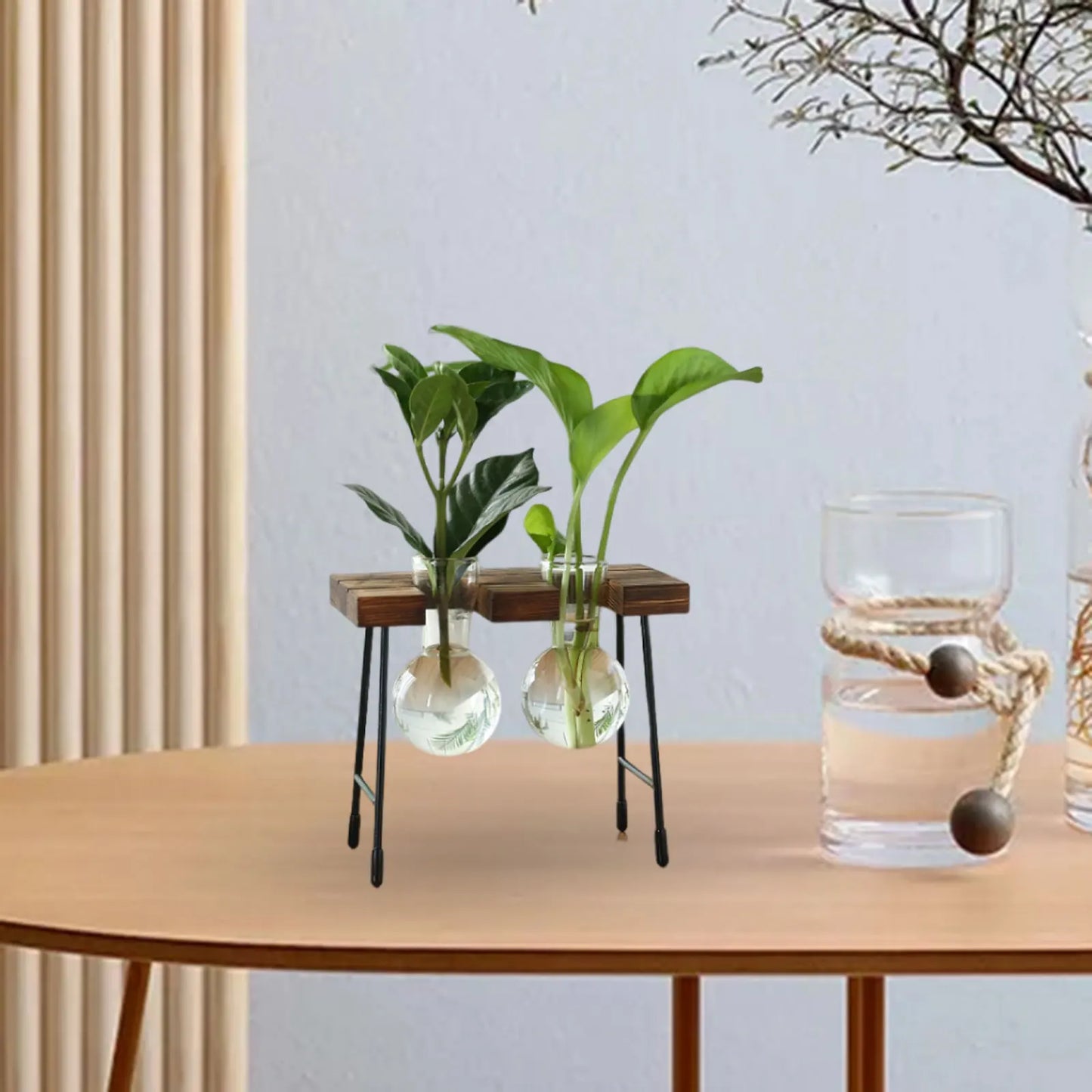 Terrário Hidropônico Para Mesa Central Com Suporte Decorativo
