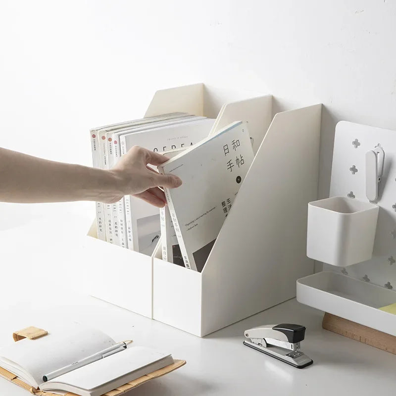 Organizador De Mesa Vertical Empilhável Com Compartimentos Largos Para Papéis E Itens Decorativos