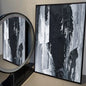 Pintura Abstrata em Tela Estilo Mármore Preto e Branco Minimalista para Decoração de Sala