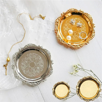 Bandeja Ferro Dourada Prateada para Buffet Decorativo Brilhante