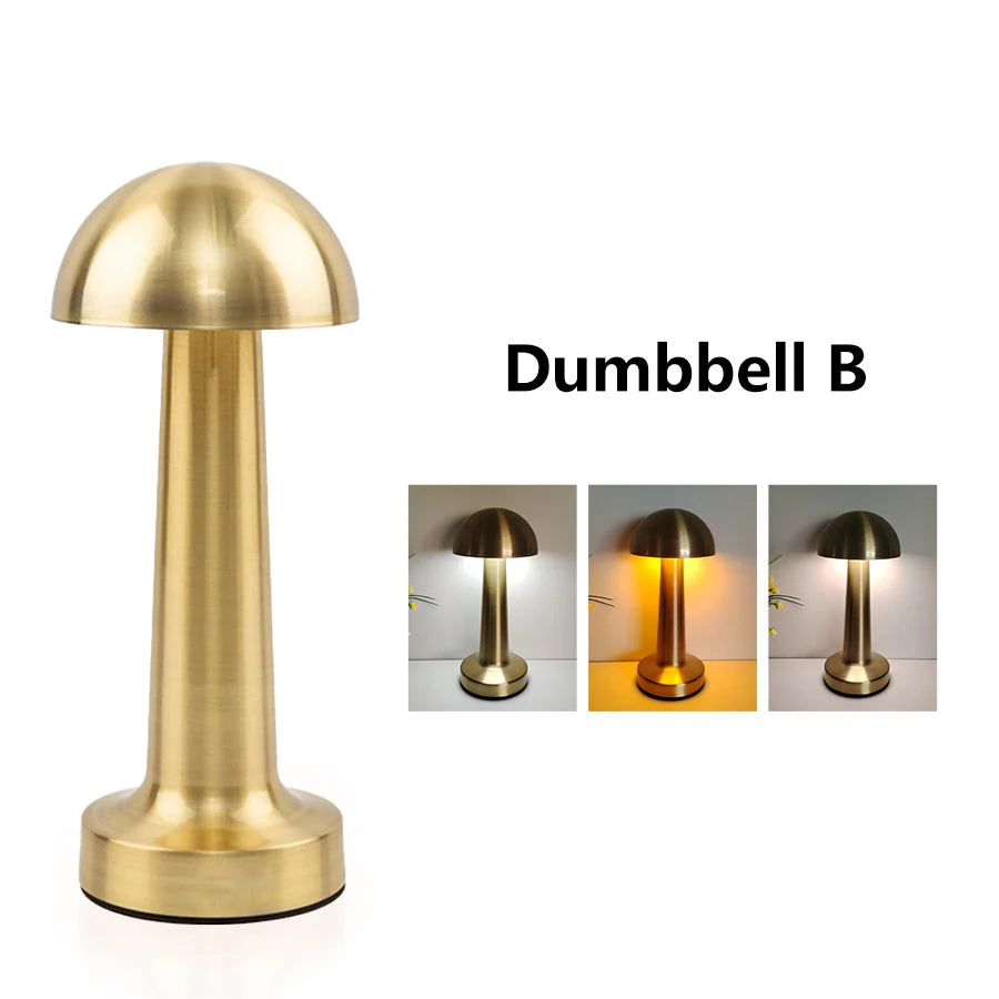 Luminária De Mesa LED Para Bar E Restaurante Com Toque Recargável Em Ferro Dourado