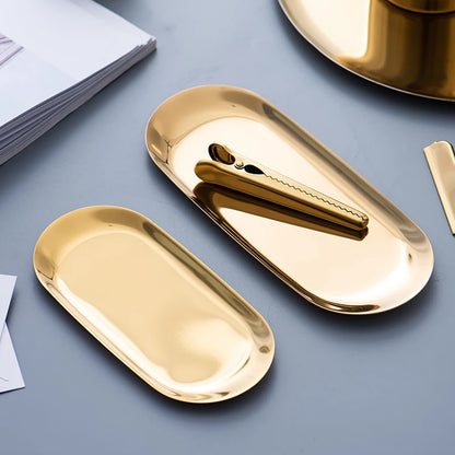 Bandeja De Ouro Rosa Para Jóias Nórdicas Organizador