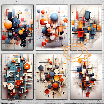 Cartaz Geométrico Abstrato Minimalista para Sala Sem Moldura