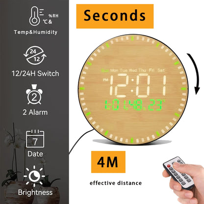 Despertador Digital Silencioso Para Parede USB Madeira