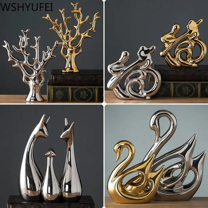 Estatueta Cerâmica Moderna Para Decoração De Mesa Cervo