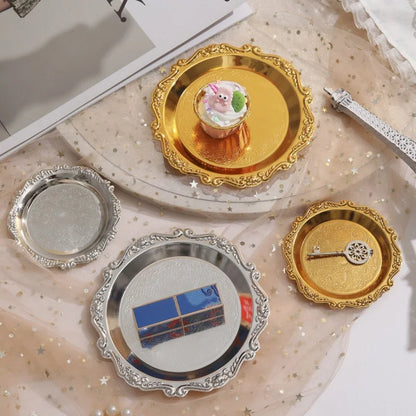 Bandeja Ferro Dourada Prateada para Buffet Decorativo Brilhante