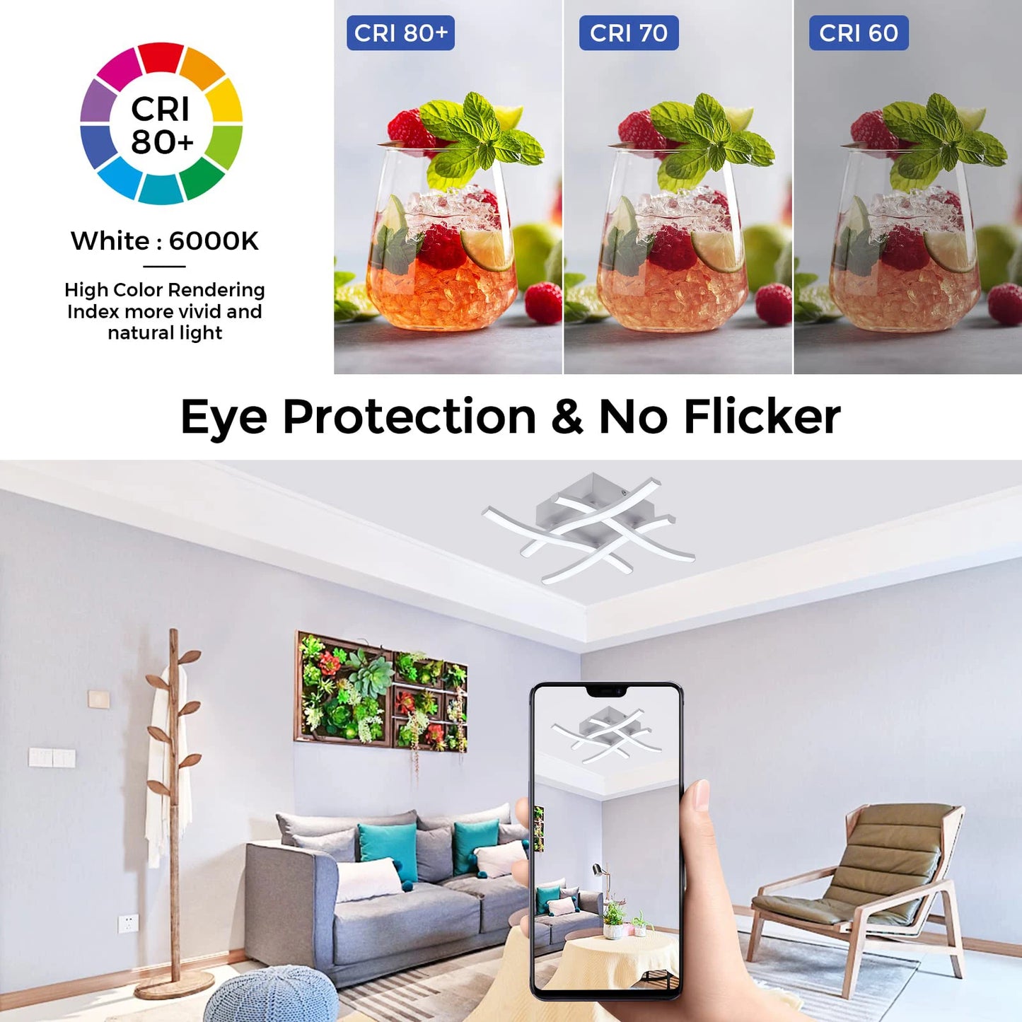 Luminária De Teto LED Variável Sala Quarto Curvo