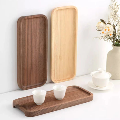Bandeja De Madeira Nogueira Maciça Retangular Chá Café