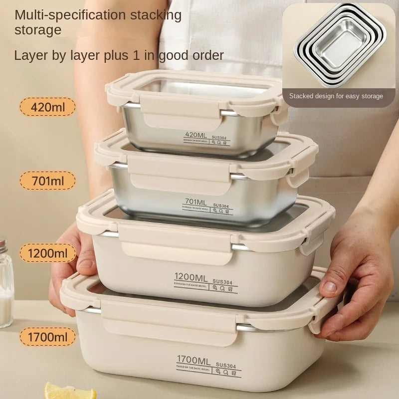 Recipiente Hermético Em Aço Inoxidável Para Refeições Multiuso