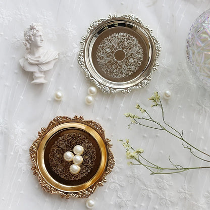 Bandeja Metálica Redonda Multifuncional Joias Sobremesas Expositor